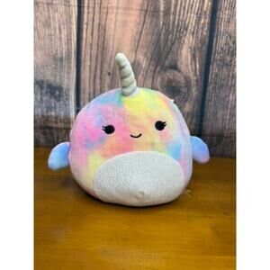 Squishmallows‎ Navina the Narwhal 8" Plush Rainbow Tie Dye Toy